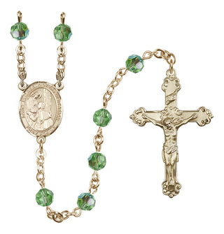 14 Karat Gold 6mm Austrian Crystal Saint Elizabeth of the Visitation Rosary in Peridot