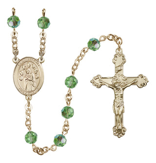 14 Karat Gold 6mm Austrian Crystal Saint Felicity Rosary in Peridot