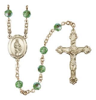 14 Karat Gold 6mm Austrian Crystal Saint Anne Rosary in Peridot