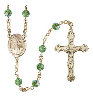 14 Karat Gold 6mm Austrian Crystal Saint Jeanne Jugan Rosary in Peridot