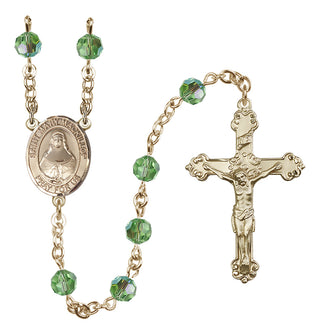 14 Karat Gold 6mm Austrian Crystal Saint Mary Mackillop Rosary in Peridot
