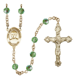 14 Karat Gold 6mm Austrian Crystal Saint Jose Sanchez del Rio Rosary in Peridot