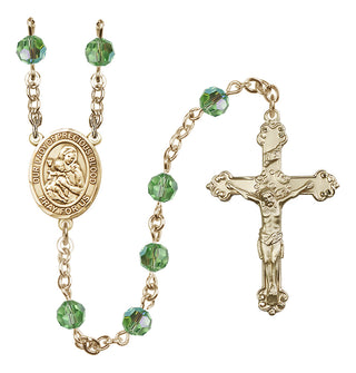 14 Karat Gold 6mm Austrian Crystal Our Lady of the Precious Blood Rosary in Peridot