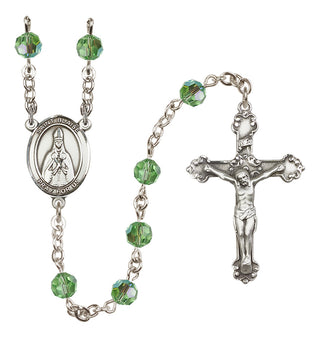 Sterling Silver 6mm Austrian Crystal Saint Blaise Rosary in Peridot
