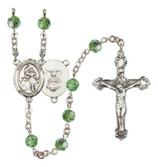 Sterling Silver 6mm Saint Joan of Arc / Navy Rosary
