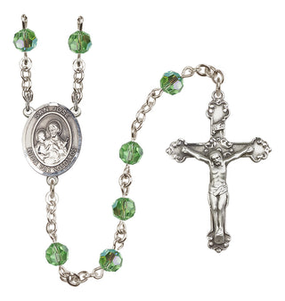 Sterling Silver 6mm Austrian Crystal San Jose Rosary in Peridot