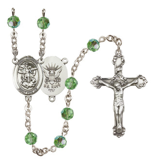 Sterling Silver 6mm Saint Michael / Navy Rosary