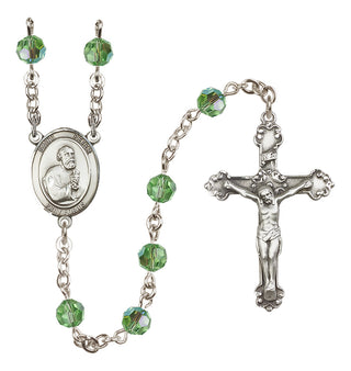 Sterling Silver 6mm Austrian Crystal Saint Peter the Apostle Rosary in Peridot
