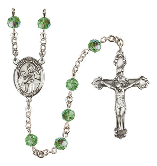 Sterling Silver 6mm Austrian Crystal Saint John of God Rosary in Peridot