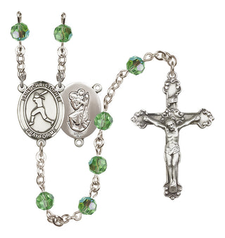 Sterling Silver 6mm Saint Christopher/Softball  Engraved Catholic Rosaries