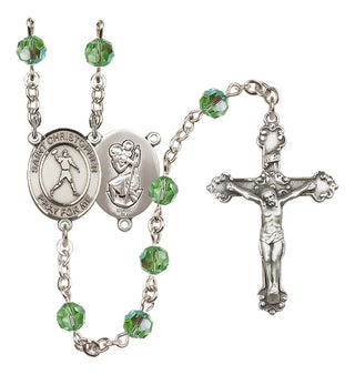 Sterling Silver 6mm Saint Christopher/Football Rosary