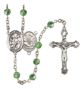 Sterling Silver 6mm Austrian Crystal Saint Cecilia / Marching Band Rosary in Peridot