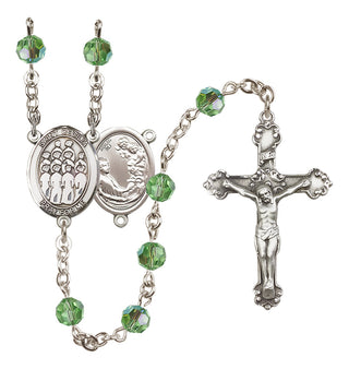 Sterling Silver 6mm Austrian Crystal Saint Cecilia / Choir Rosary in Peridot