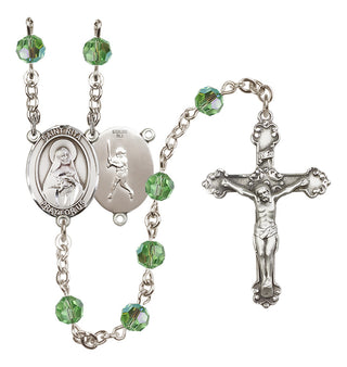 Sterling Silver 6mm Austrian Crystal Saint Rita / Baseball Rosary in Peridot