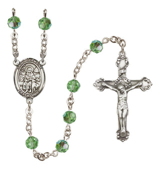 Sterling Silver 6mm Austrian Crystal Saint Germaine Cousin Rosary in Peridot