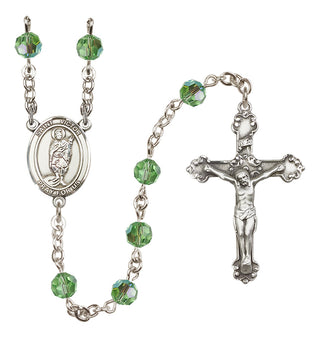 Sterling Silver 6mm Austrian Crystal Saint Victor of Marseilles Rosary in Peridot