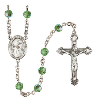 Sterling Silver 6mm Austrian Crystal Saint John of the Cross Rosary in Peridot