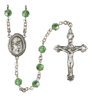 Sterling Silver 6mm Austrian Crystal San Juan de la Cruz Rosary in Peridot