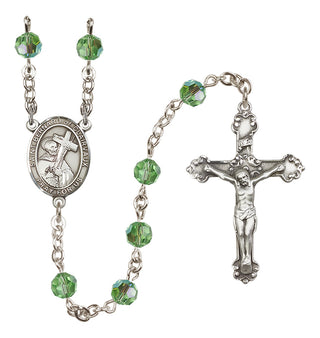 Sterling Silver 6mm Austrian Crystal Saint Bernard of Clairvaux Rosary in Peridot