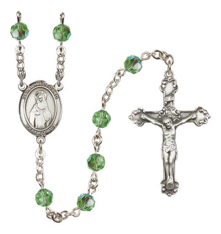 Sterling Silver 6mm Austrian Crystal Saint Hildegard von Bingen Rosary in Peridot