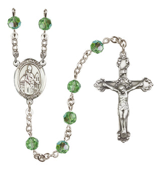 Sterling Silver 6mm Austrian Crystal Saint Walter of Pontoise Rosary in Peridot