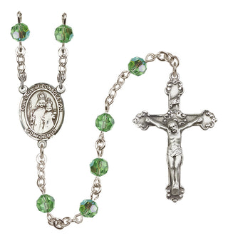 Sterling Silver 6mm Austrian Crystal Our Lady of Consolation Rosary in Peridot