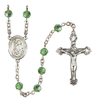 Sterling Silver 6mm Austrian Crystal Saint Adrian of Nicomedia Rosary in Peridot