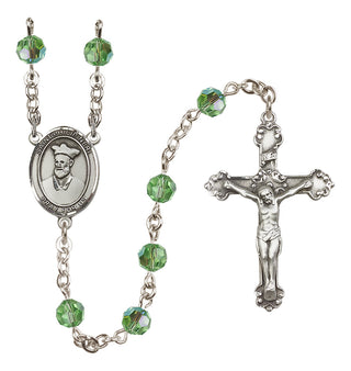 Sterling Silver 6mm Austrian Crystal Saint Philip Neri Rosary in Peridot
