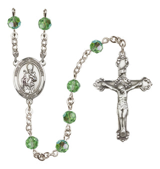 Sterling Silver 6mm Austrian Crystal Saint Simon the Apostle Rosary in Peridot
