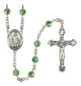 Sterling Silver 6mm Austrian Crystal Saint Bernadine of Sienna Rosary in Peridot