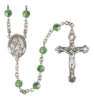 Sterling Silver 6mm Austrian Crystal Our Lady of Assumption Rosary in Peridot