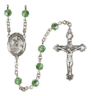 Sterling Silver 6mm Austrian Crystal Saint Jacob of Nisibis Rosary in Peridot