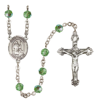 Sterling Silver 6mm Austrian Crystal Saint Maron Rosary in Peridot