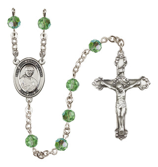 Sterling Silver 6mm Austrian Crystal Blessed John Henry Newman Rosary in Peridot