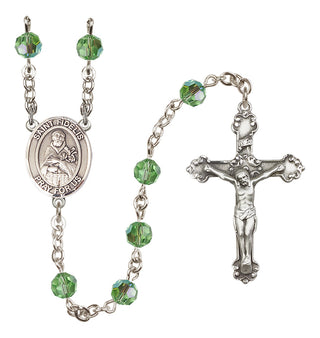 Sterling Silver 6mm Austrian Crystal Saint Fidelis Rosary in Peridot