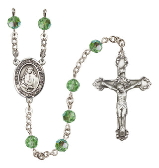Sterling Silver 6mm Austrian Crystal Saint Maria Bertilla Boscardin Rosary in Peridot