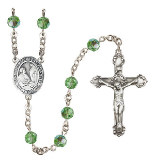 Sterling Silver 6mm Austrian Crystal Saint Mary Magdalene of Canossa Rosary in Peridot