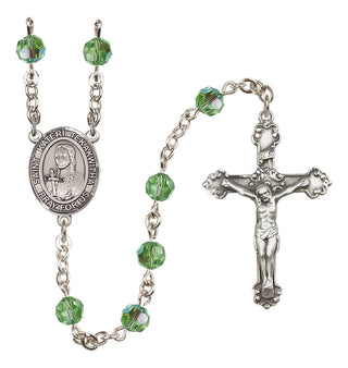 Sterling Silver 6mm Austrian Crystal Saint Kateri Tekakwitha Rosary in Peridot