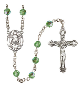 Sterling Silver 6mm Austrian Crystal Saint John Xxiii Rosary in Peridot