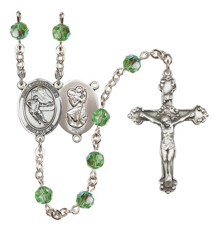 Sterling Silver 6mm Saint Christopher/Hockey Rosary