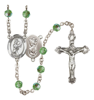 Sterling Silver 6mm Saint Christopher/Softball Rosary