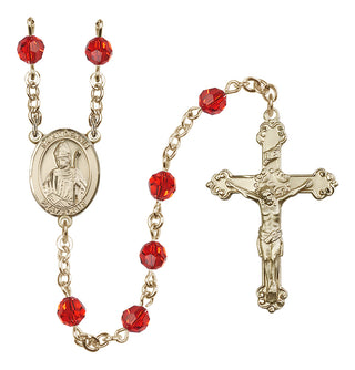 14 Karat Gold-Filled 6mm Austrian Crystal Saint Dennis Rosary in Ruby