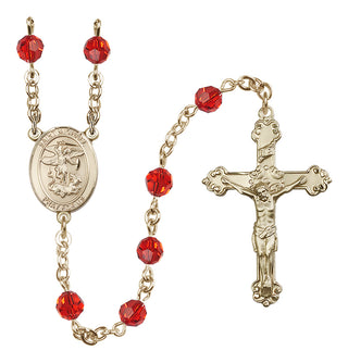14kt Gold Filled 6mm Saint Michael the Archangel  Engraved Catholic Rosaries