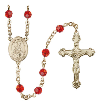 14 Karat Gold-Filled 6mm Austrian Crystal Saint Louis Rosary in Ruby
