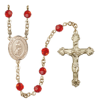 14 Karat Gold-Filled 6mm Austrian Crystal San Peregrino Rosary in Ruby