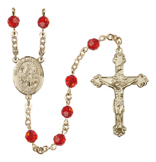 14 Karat Gold-Filled 6mm Austrian Crystal Lord Is My Shepherd Rosary in Ruby