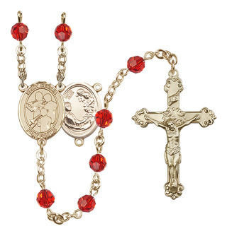 14 Karat Gold-Filled 6mm Austrian Crystal Saint Cecilia / Marching Band Rosary in Ruby