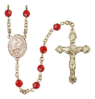 14 Karat Gold-Filled 6mm Austrian Crystal San Martin Caballero Rosary in Ruby