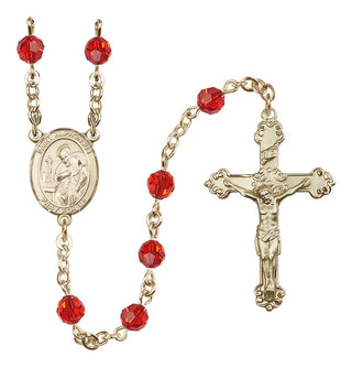 14 Karat Gold-Filled 6mm Austrian Crystal Saint Alphonsus Rosary in Ruby