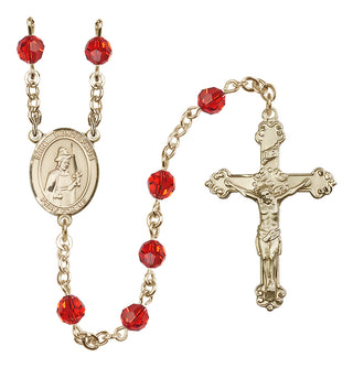 14 Karat Gold-Filled 6mm Austrian Crystal Saint Wenceslaus Rosary in Ruby